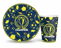 Sarı Lacivert Taraftar Temalı Tabak ve Bardak Seti