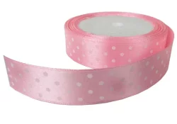 Saten Kurdele Puantiyeli Benekli Kurdele 2cmx10mt Pembe