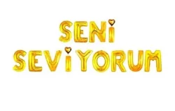 Seni Seviyorum Folyo Balon - Gold Renk