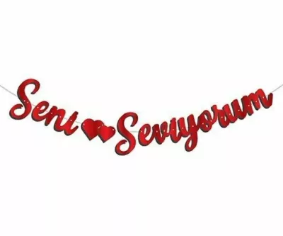 Seni Seviyorum Kaligrafi Banner - 1