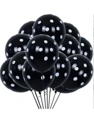 Siyah Puanlı Baskılı Balon 12 inç (10 adet)