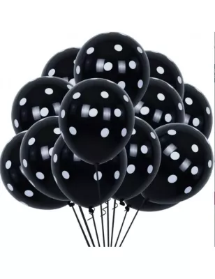 Siyah Puanlı Baskılı Balon 12 inç (10 adet) - 1