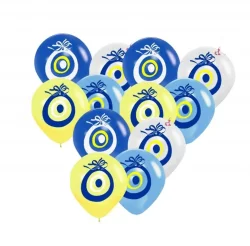 Sünnet Partisi Nazar Boncuklu Baskılı Karışık Balon 10 adet