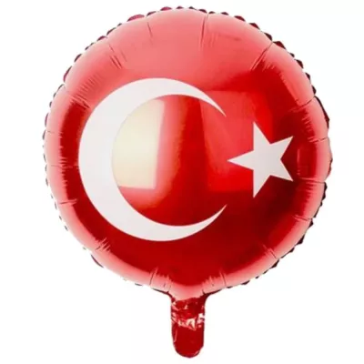 Türk Bayrağı Yuvarlak Folyo Balon - 1