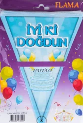 Üçgen Flama İyiki Doğdun Yazılı Mavi