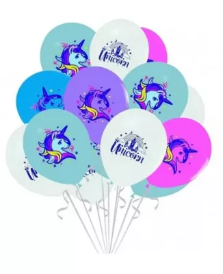  Unicorn Baskılı Balon 12 inç (10 adet) - 1