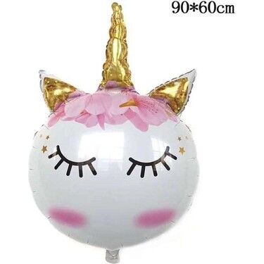 Unicorn Gold Boynuzlu Yuvarlak Folyo Balon - 1