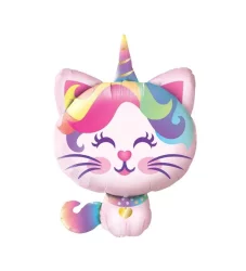 Unicorn Temalı Kedi Bıyıklı Folyo Balon