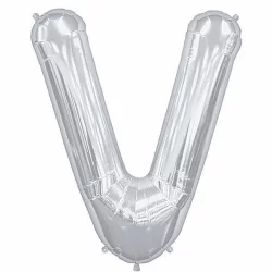 V Harfi Gümüş Folyo Balon 40 cm