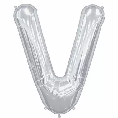 V Harfi Gümüş Folyo Balon 40 cm - 1