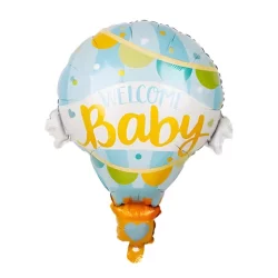 Welcome Baby Yazılı Mavi Folyo Balon