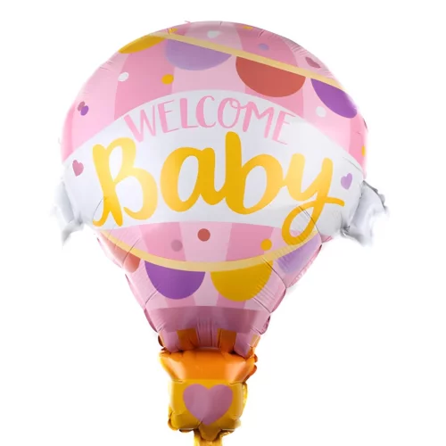 Welcome Baby Yazılı Pembe Folyo Balon - 1