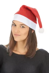 Yetişkin Kumaş Yılbaşı Şapkası – Kırmızı Beyaz Noel Şapkası - 2