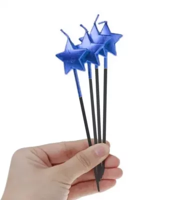 Yıldız Mum - Mavi (13 cm, 4 adet) - 1