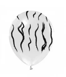 Zebra Desenli Beyaz Siyah Baskılı Balon 12 inç (10 adet)